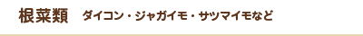 根菜類　ダイコン・ジャガイモ・サツマイモなど